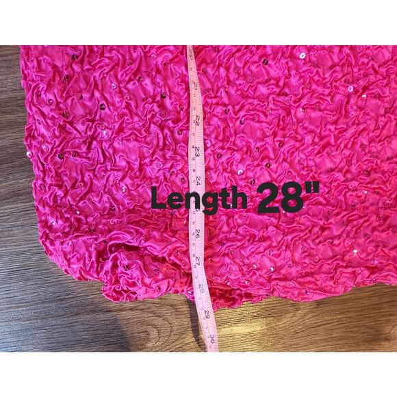 Vintage Zum Zum Hot Pink Ruffle Puff-Sleeve Mini Dress Size 5/6 Made in USA. - Picture 9 of 9